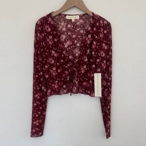 Madden Girl Burgundy Floral Crop Top